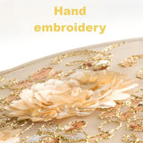 Tajade Champagne-colored bi-fold lace hand-embroidered umbrella
