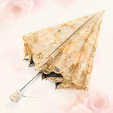 Tajade Champagne-colored bi-fold lace hand-embroidered umbrella