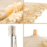 Tajade Champagne-colored bi-fold lace hand-embroidered umbrella