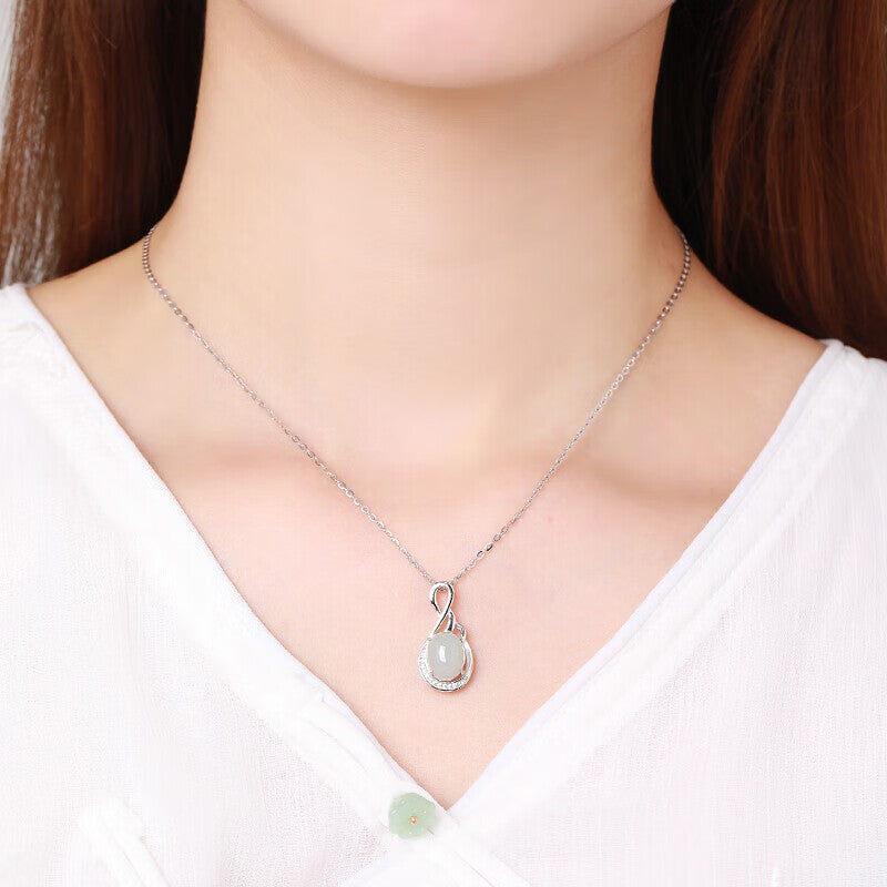 Cygnet Pendant S925 Silver Jade Necklace Jewelry-Tajade