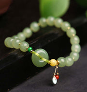 Hetian Yu Jasper Jade Bracelet Female DIY with Beeswax Beads-Tajade