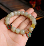 Hetian Yu Jade Bracelet DIY jade amber inlaid jasper beads bracelet-Tajade