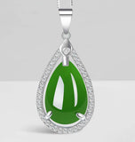 Hetian Jade Jasper Inlaid 925 Silver Necklace-Tajade