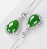 Hetian Jade Jasper Inlaid 925 Silver Necklace-Tajade