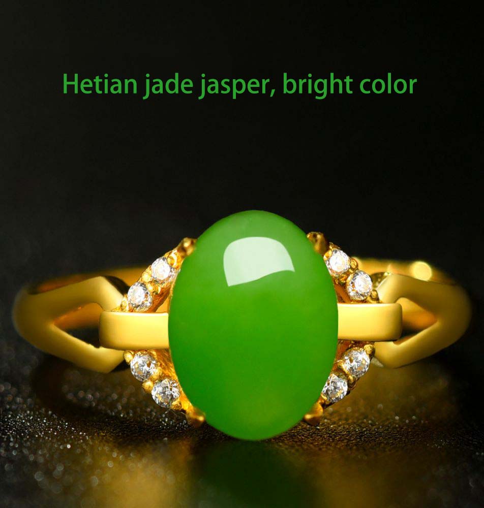Pure Gold Inlaid Hetian Jade Jasper Jade Ring-Tajade