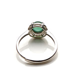Silver Inlaid Pale Green Jadeite Ring-Tajade