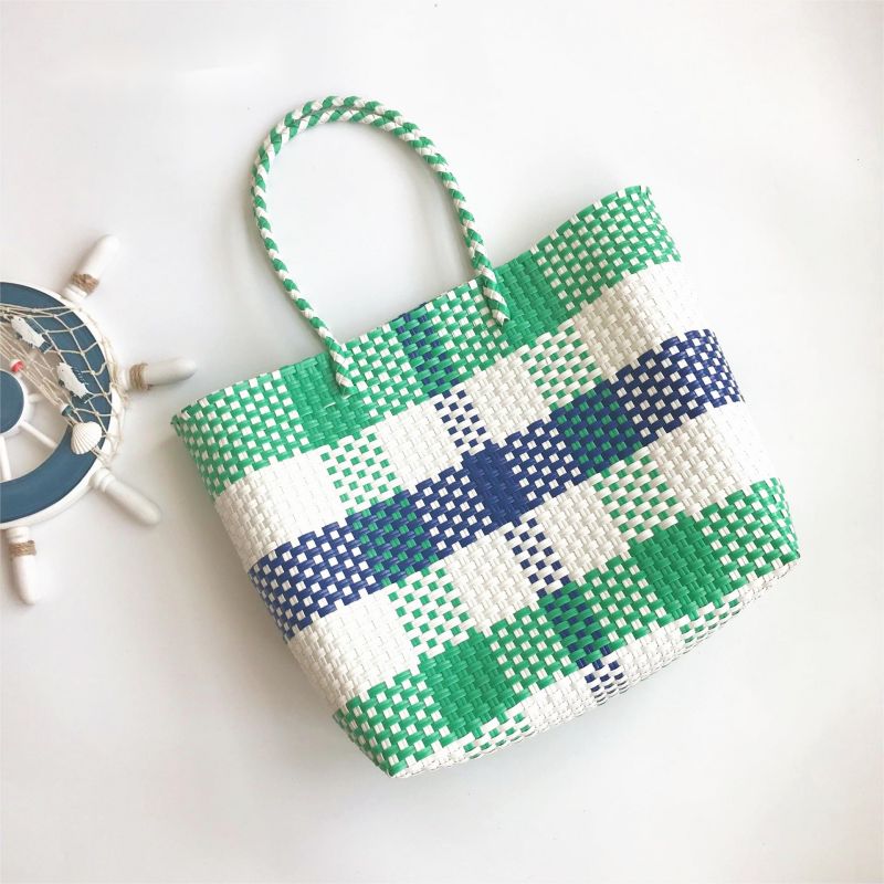 Tajade Hand Woven Stripe Shopping Handbag Vacation Beach Bag