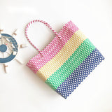 Tajade Hand Woven Stripe Shopping Handbag Vacation Beach Bag