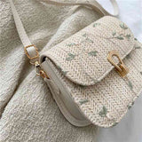 Tajade Lace Flower Woven Saddle Straw Bag