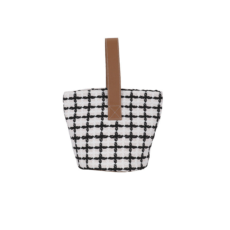 Tajade Women Handheld plaid woven bucket bag